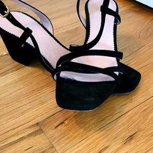 JCREW Odette Strapp Sandal Black Suede Heel